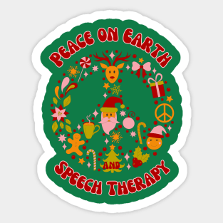 Speech therapy Christmas, Speech language pathologist, SLP, SLPA, Speech Teacher Peace on Earth Sticker